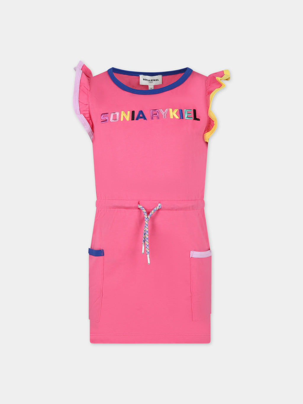 Pink dress for girl with logo